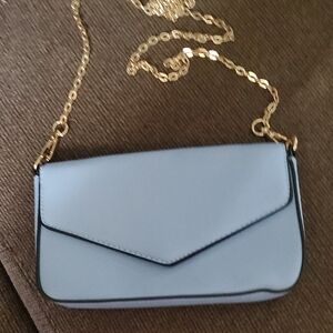 Elegant Blue Women's Bag with Gold Chain new without tags